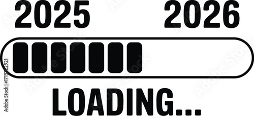 Progress bar showing the transition from 2025 to 2026, symbolizing anticipation and the passage of time.
