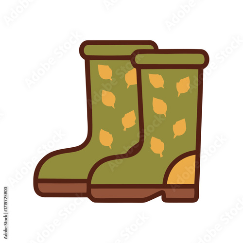 Autumn Leaf Boots Cozy Fall Footwear Illustration