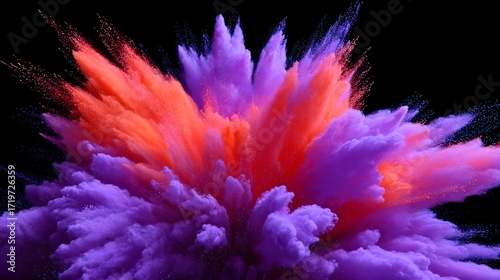 A dynamic and vivid abstract digital artwork featuring an explosive burst of vibrant colors, resembling a cosmic or natural phenomenon.