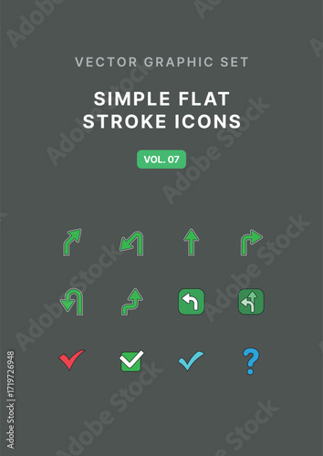 Vector Flat Stroke Icon Set