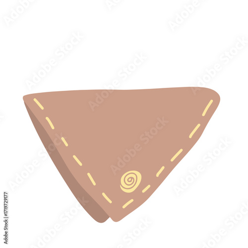 Brown handkerchief with a rose sewn on the end. Handkerchief logo and icon. Simple handkerchief design