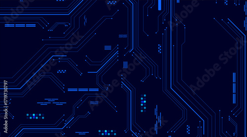 Futuristic Blue Circuit Board Background with Glowing Lines