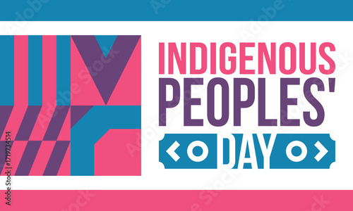 Indigenous Peoples' Day. Native American Day. American Indian culture. Heritage Month. Celebrate annual in United States. Tradition pattern. Poster, card, banner and background. Vector illustration