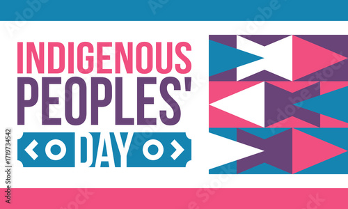 Indigenous Peoples' Day. Native American Day. American Indian culture. Heritage Month. Celebrate annual in United States. Tradition pattern. Poster, card, banner and background. Vector illustration