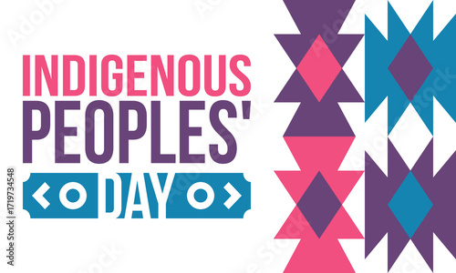 Indigenous Peoples' Day. Native American Day. American Indian culture. Heritage Month. Celebrate annual in United States. Tradition pattern. Poster, card, banner and background. Vector illustration