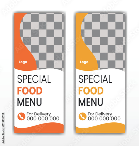  Food and restaurant roll up banner design template
