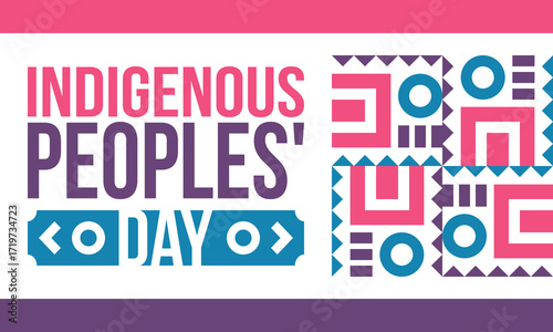 Indigenous Peoples' Day. Native American Day. American Indian culture. Heritage Month. Celebrate annual in United States. Tradition pattern. Poster, card, banner and background. Vector illustration