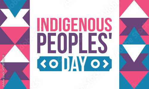 Indigenous Peoples' Day. Native American Day. American Indian culture. Heritage Month. Celebrate annual in United States. Tradition pattern. Poster, card, banner and background. Vector illustration