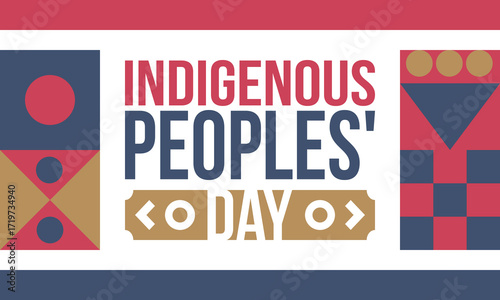 Indigenous Peoples' Day. Native American Day. American Indian culture. Heritage Month. Celebrate annual in United States. Tradition pattern. Poster, card, banner and background. Vector illustration
