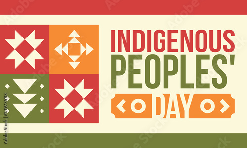 Indigenous Peoples' Day. Native American Day. American Indian culture. Heritage Month. Celebrate annual in United States. Tradition pattern. Poster, card, banner and background. Vector illustration