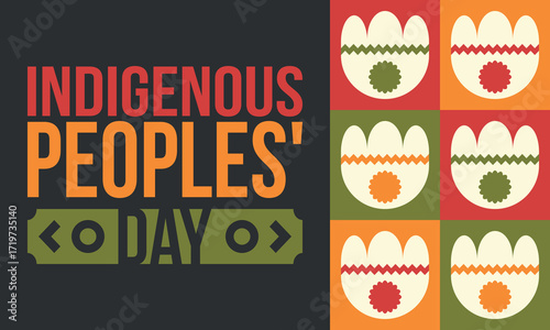 Indigenous Peoples' Day. Native American Day. American Indian culture. Heritage Month. Celebrate annual in United States. Tradition pattern. Poster, card, banner and background. Vector illustration