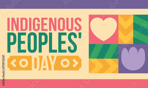 Indigenous Peoples' Day. Native American Day. American Indian culture. Heritage Month. Celebrate annual in United States. Tradition pattern. Poster, card, banner and background. Vector illustration