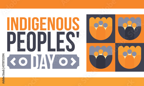 Indigenous Peoples' Day. Native American Day. American Indian culture. Heritage Month. Celebrate annual in United States. Tradition pattern. Poster, card, banner and background. Vector illustration