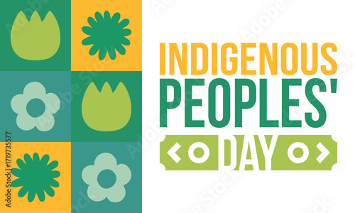 Indigenous Peoples' Day. Native American Day. American Indian culture. Heritage Month. Celebrate annual in United States. Tradition pattern. Poster, card, banner and background. Vector illustration
