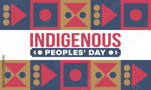 Indigenous Peoples' Day. Native American Day. American Indian culture. Heritage Month. Celebrate annual in United States. Tradition pattern. Poster, card, banner and background. Vector illustration