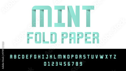 Mint Fold Paper Typeface Vector Illustration