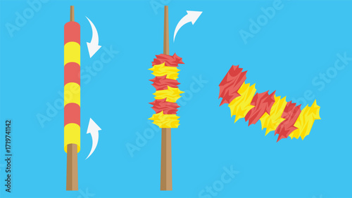 Shish kebab on skewers. Vector illustration in flat style