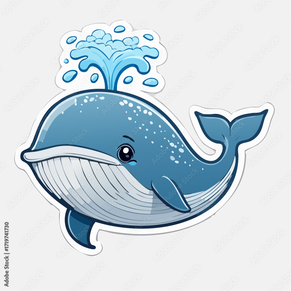 Obraz premium Cute Blue Whale Cartoon Illustration