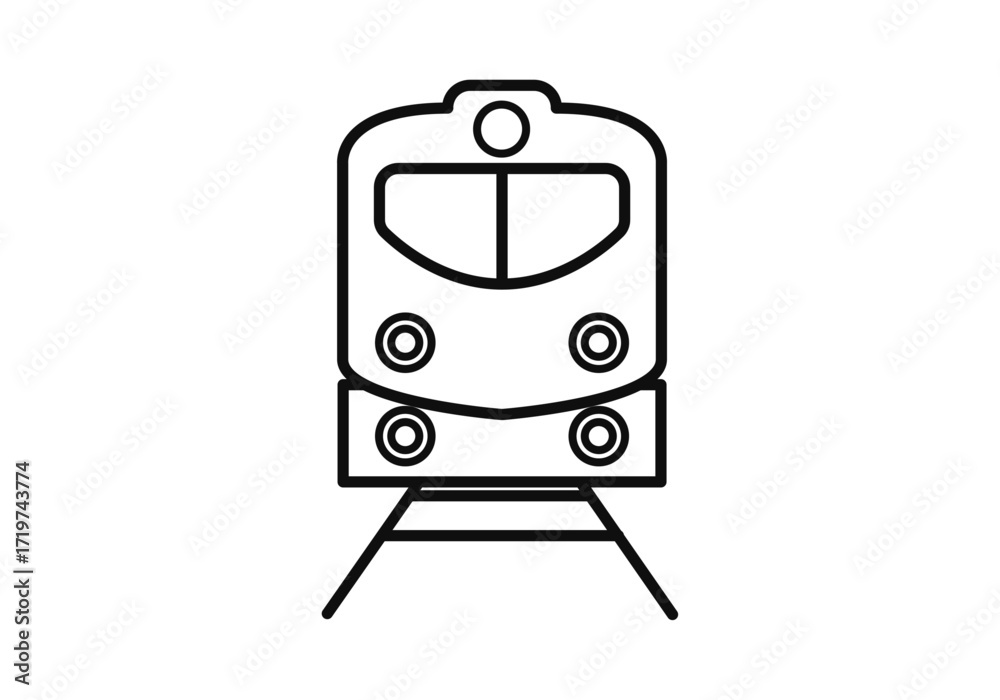 Obraz premium Icono negro de tren en fondo blanco