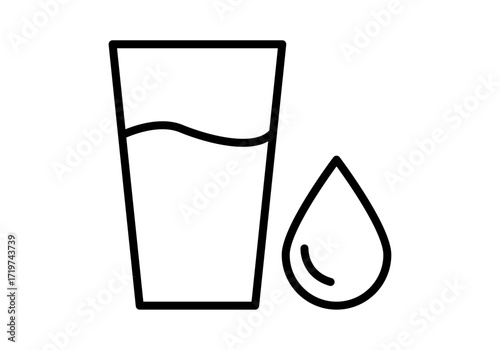 Icono negro de vaso y gota agua 