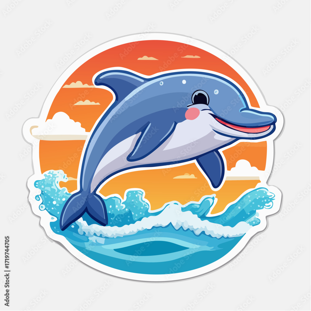 Obraz premium Playful dolphin leaping over ocean waves