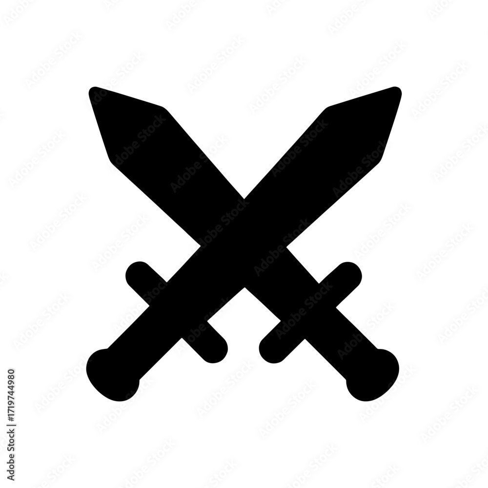 Obraz premium a solid black silhouette of two crossed swords