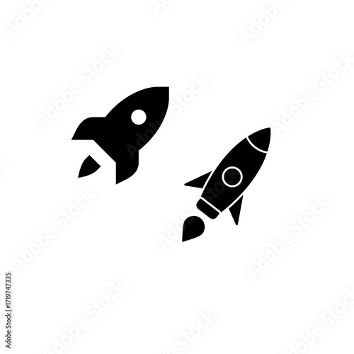Rocket Icons Set | Space Launch Vector Illustration | Startup and Science Symbol Design