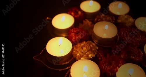 Spinning ornament with Diwali Candles