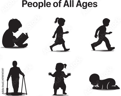 Silhouettes show life stages from baby to elderly