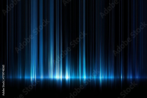 Abstract Blue Light Spectrum on Black Background for Technology and Data Visualization