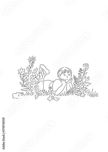 boy and flowers