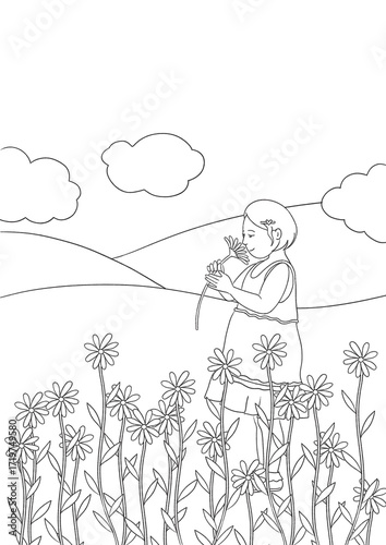 girl and flowers