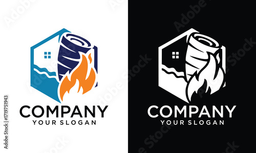 Creative Water, Fire and Mold shield Logo Design
