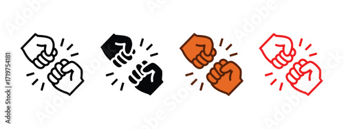 Fist crashing icon vector. Protest, partnership, strength, and collaboration for global teamwork and unity in business, sports, and social connections symbol. vector illustration.