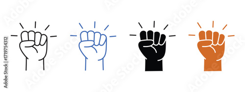 Human hand up protest icon vector. positive change, unity, and fighting for your rights symbol. vector illustration.