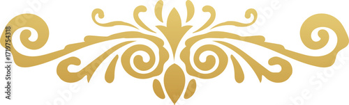 Elegant Golden Flourish Ornament with Swirling Decorative Elements.