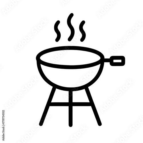A simple black outline drawing of a portable grill