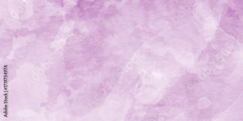 Abstract purple watercolor texture on white paper creating decorative artistic, with subtle rainbow pastel hues, purple watercolor design with delicate watermarks.