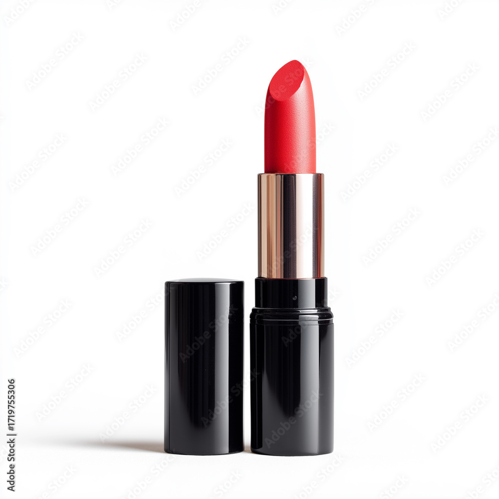 Obraz premium Red lipstick isolated on white background for beauty product display