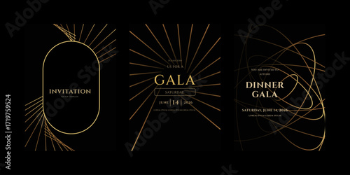 Gold Gala Invitation Templates  Art Deco Design Set for 2026