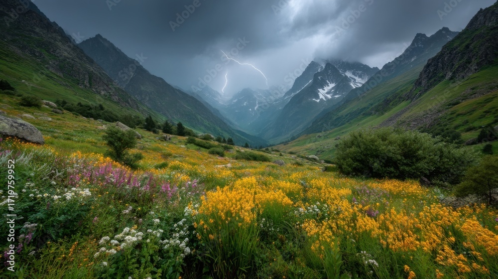 Fototapeta premium A serene lakeside view during golden hour, with calm reflective water, lush green trees,