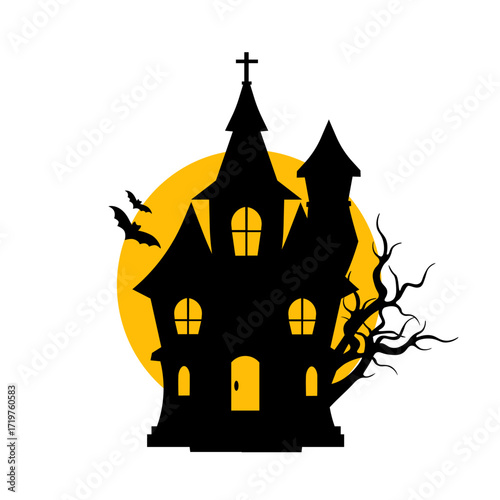 Simple Haunted House Halloween Silhouettes