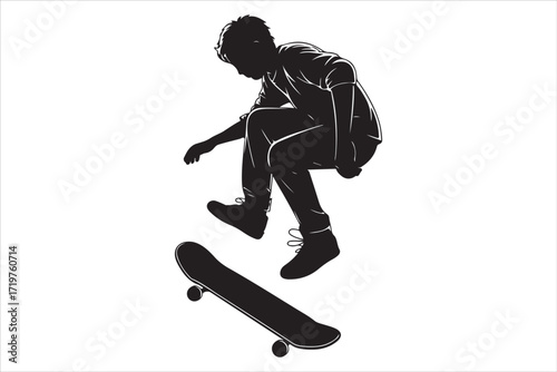 Skateboard on Urban Street – Extreme Sport and Youth Lifestyle Background