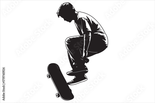 Skateboard on Urban Street – Extreme Sport and Youth Lifestyle Background