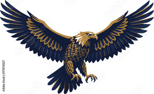 Majestic eagle soars with powerful wings, conveying freedom and strength, perfect for branding, emblems, and patriotic designs, full of energy and dynamism