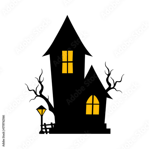 Simple Haunted House Halloween Silhouettes