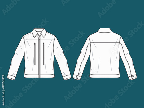 fashion technical drawing apparel template jacket mock up illustration textile clothing denim fabric