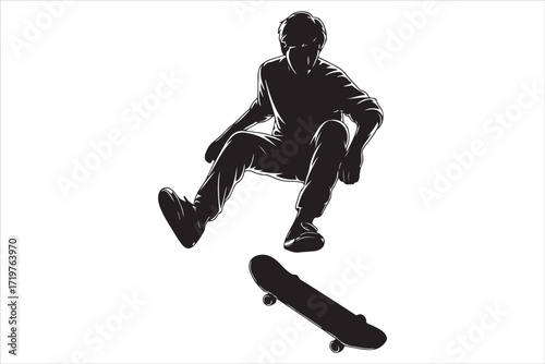 Skateboard on Urban Street – Extreme Sport and Youth Lifestyle Background