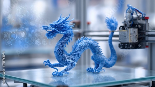 Obraz na płótnie blue dragon 3d printing process