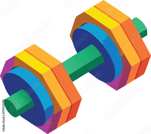 Colorful isometric dumbbell with stacked icon isolated on white transparent background vector eps png jpg business people clipping path cutout 2025 2026 4k full hd poster banner label download